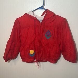 Samara Kids Vintage Full Zip Spring Jacket Embroidered Flowers 90s Size 6/6X